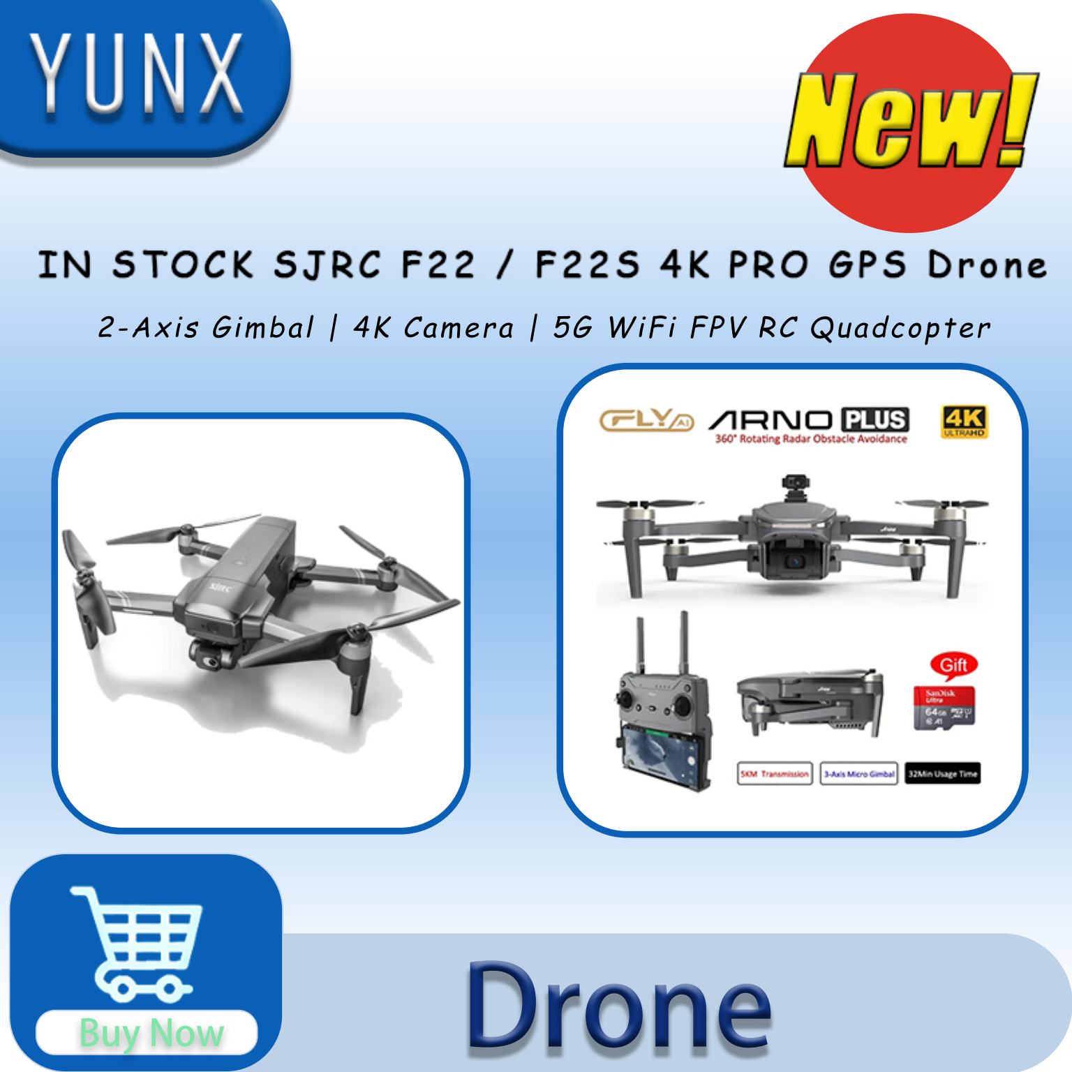 IN Stock SJRC F22 / F22S 4K Pr - Drone F22 Rc avis et prix